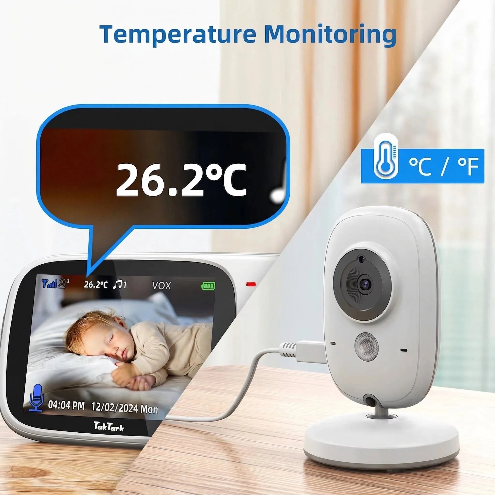 3.2 Inch Video Baby Monitor 2.4G Wireless with Auto Night Vision Twoway Intercom Surveillance Security Camera Babysitter