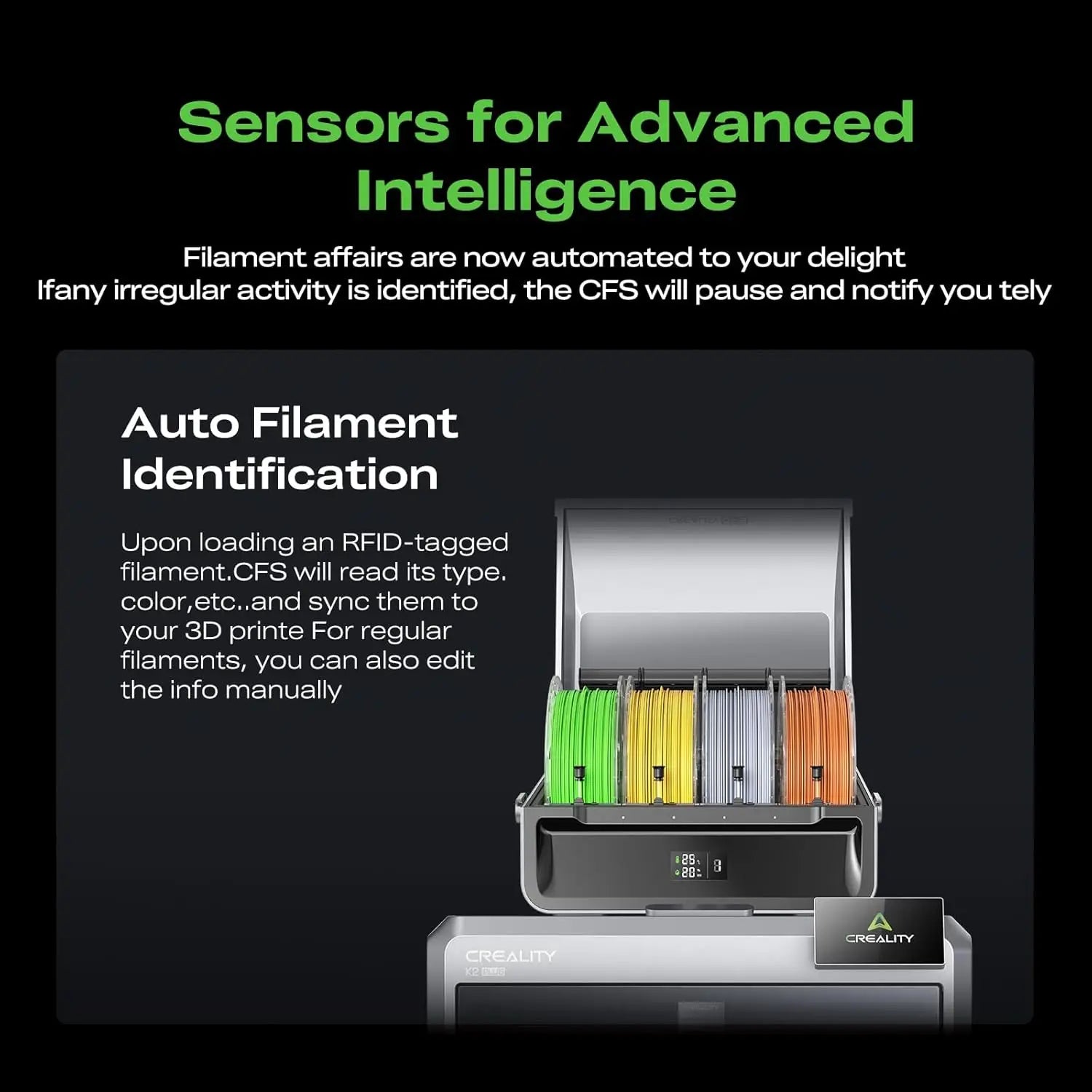 CFS 3D Printer Multi Color Auto Filament System Anti-Moisture Filaments Storage for  K1 Series K2 plus Printer