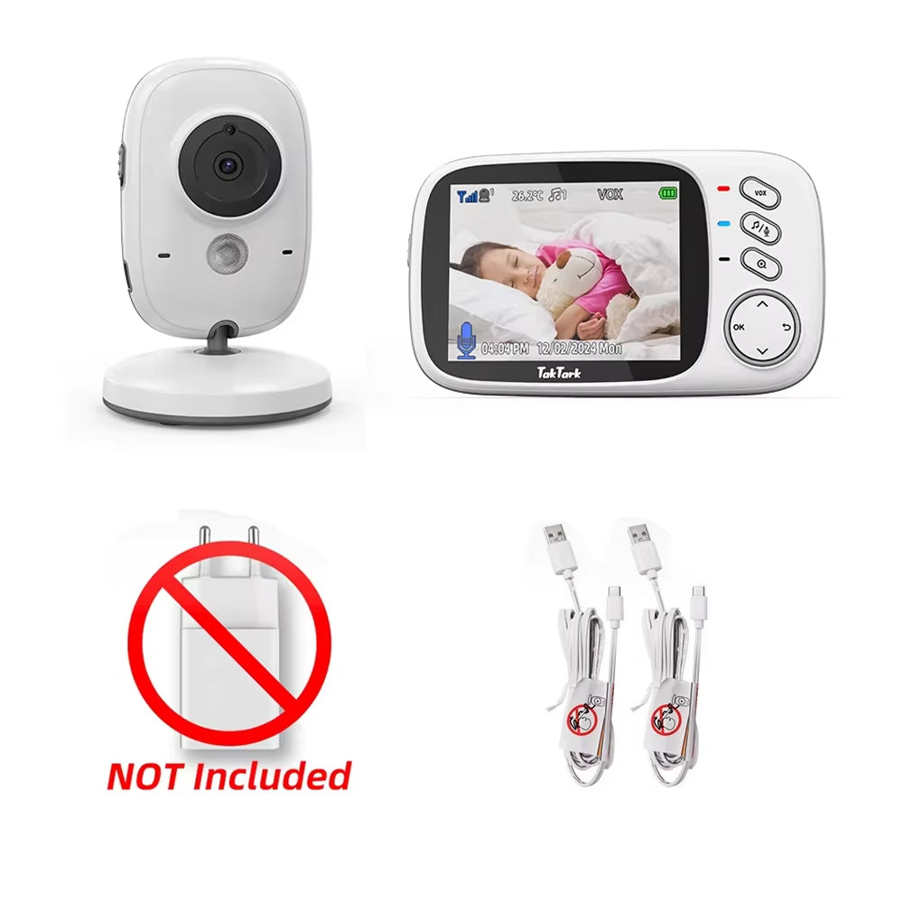 3.2 Inch Video Baby Monitor 2.4G Wireless with Auto Night Vision Twoway Intercom Surveillance Security Camera Babysitter