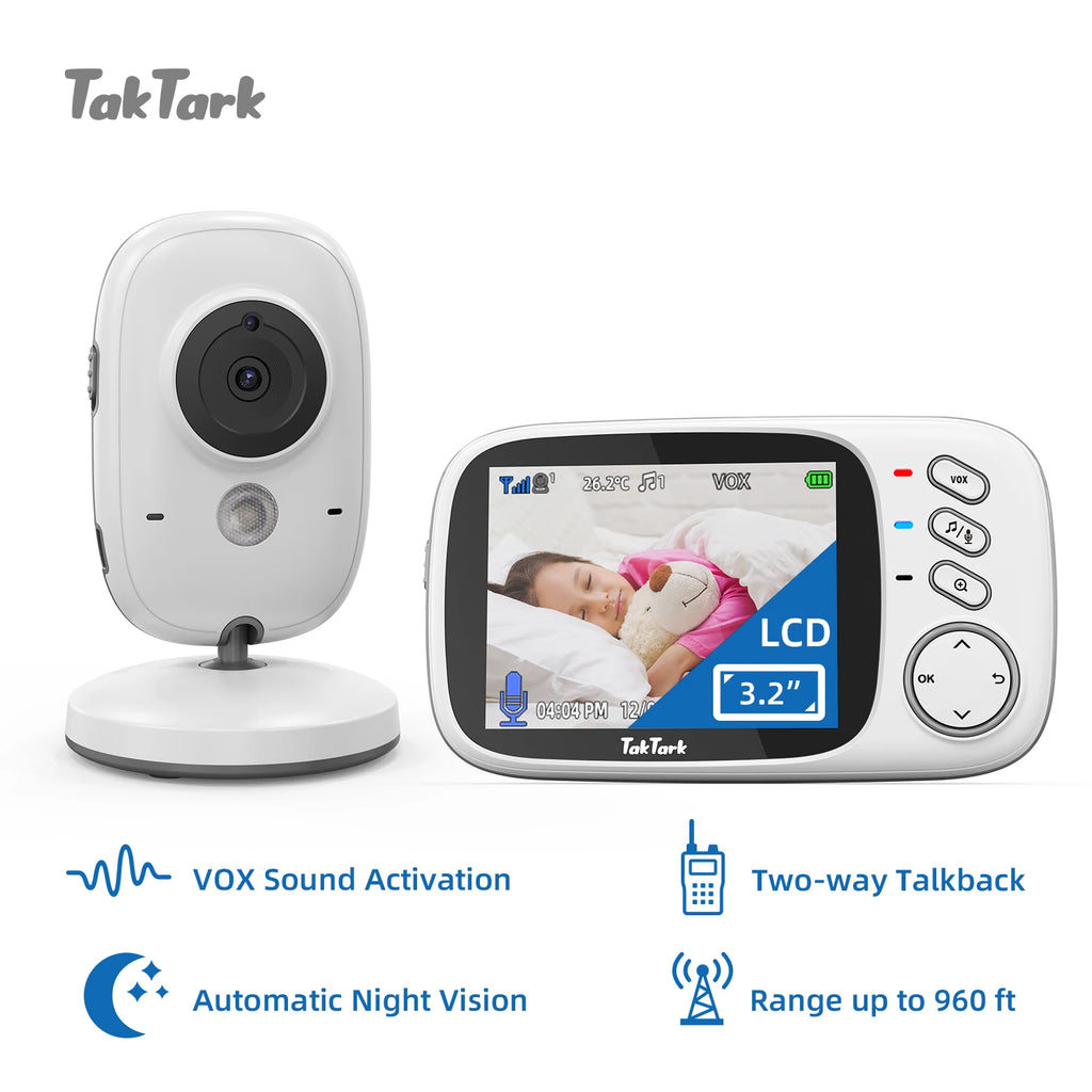 3.2 Inch Video Baby Monitor 2.4G Wireless with Auto Night Vision Twoway Intercom Surveillance Security Camera Babysitter