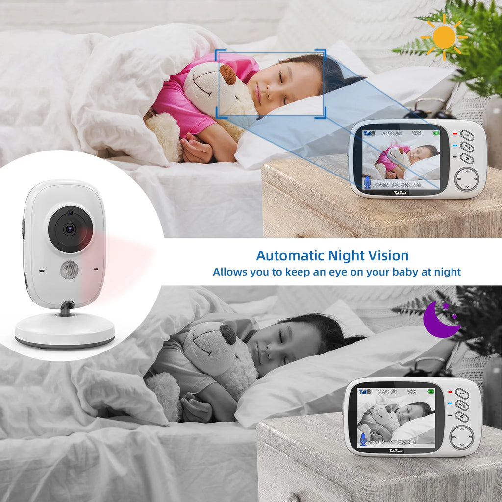 3.2 Inch Video Baby Monitor 2.4G Wireless with Auto Night Vision Twoway Intercom Surveillance Security Camera Babysitter