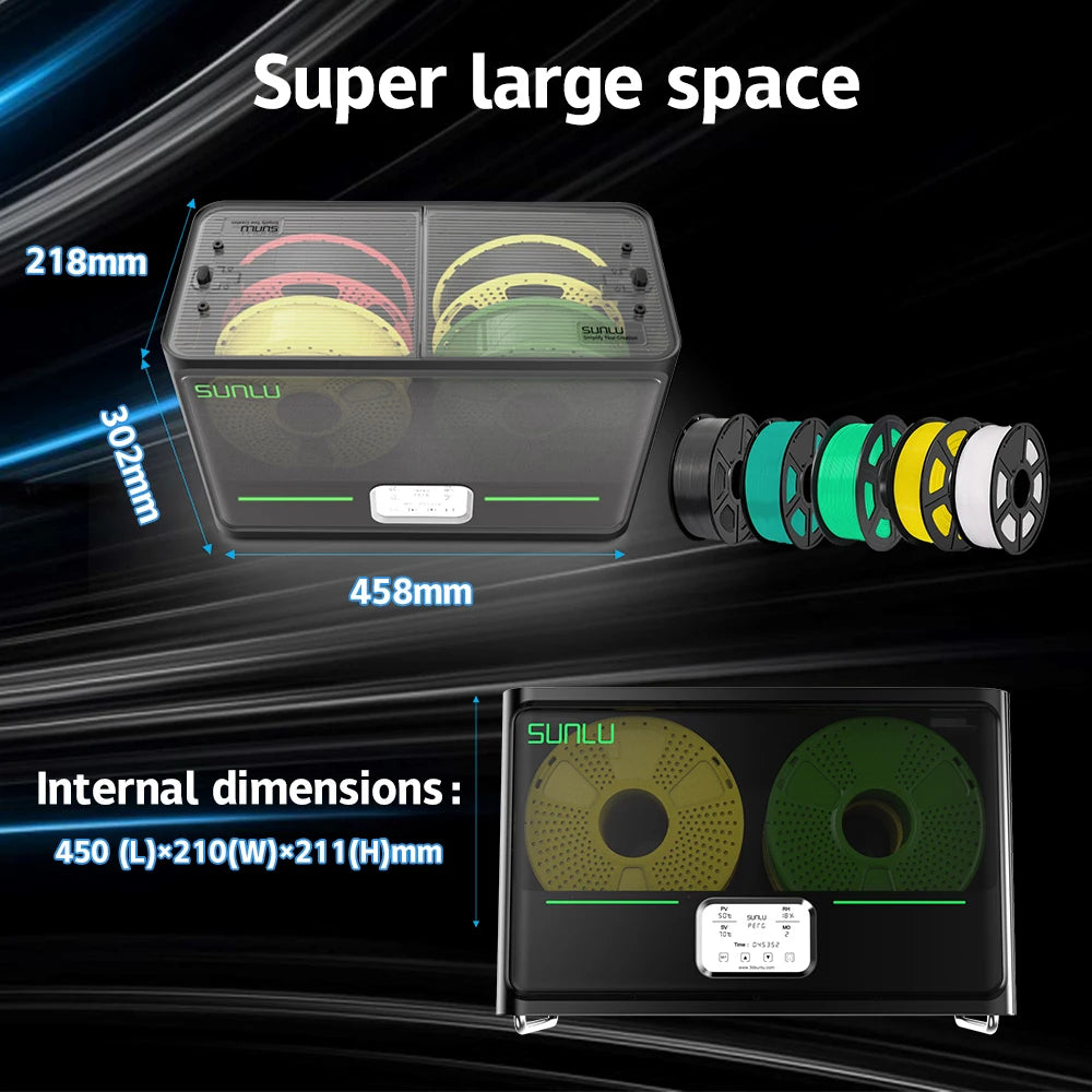 S4 Filament Dryer Box Compatible with PLA,PETG,ABS,TPU,PA 4 Rolls 1KG 1.75/2.85/3MM Filament Easy Operation and Fast Ship