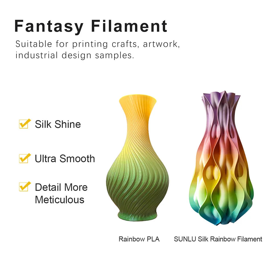 SILK PLA 3D Filament 1.75MM 1KG Close to SILK Texture Effect No Bubble Eco-Friendly Biodegradable Odorless Low Shrinkage