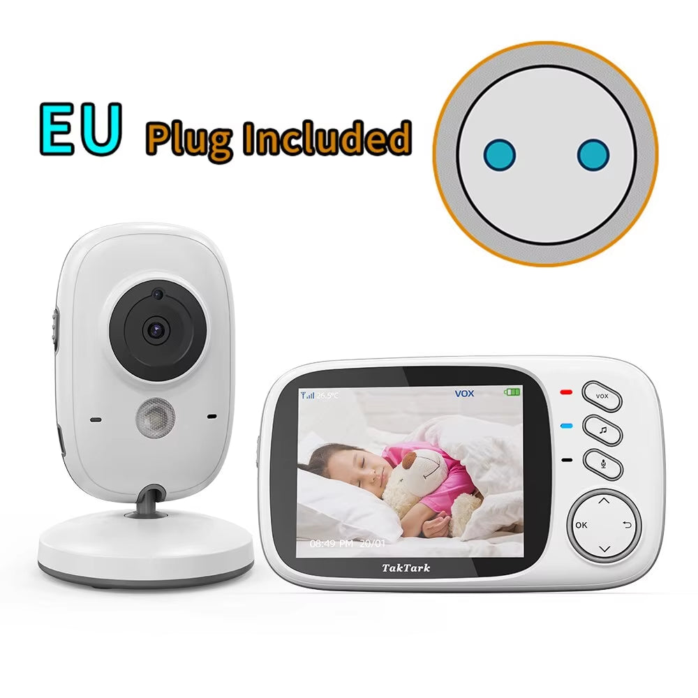 3.2 Inch Video Baby Monitor 2.4G Wireless with Auto Night Vision Twoway Intercom Surveillance Security Camera Babysitter
