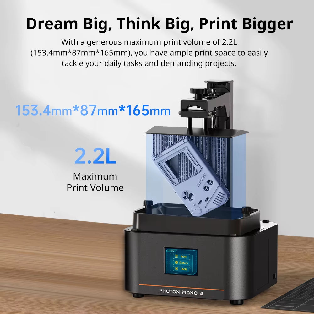 Photon Mono 4 AE Version LCD UV Resin 3D Printer High-Speed 3D Printing 7" 10K High-Definition Screen 153×87×165Mm